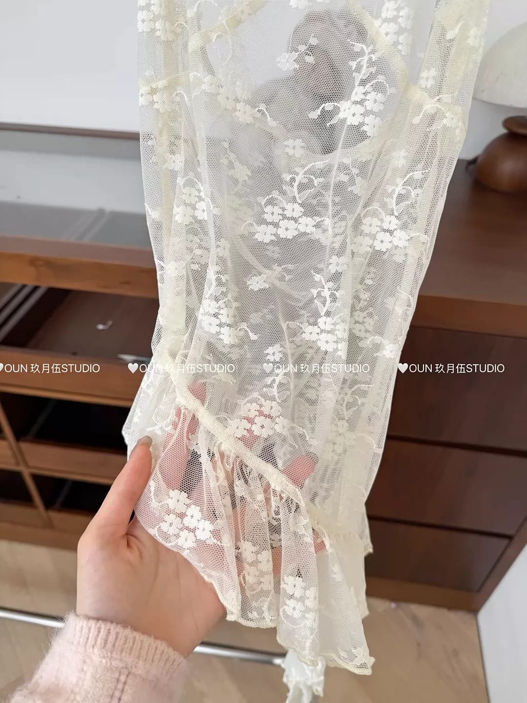 행침 목 레이스 조각 슬립 슬림해 보이는 긴팔 티셔츠 2026 봄 여름 새로운 맨위 세트 상세 이미지 31