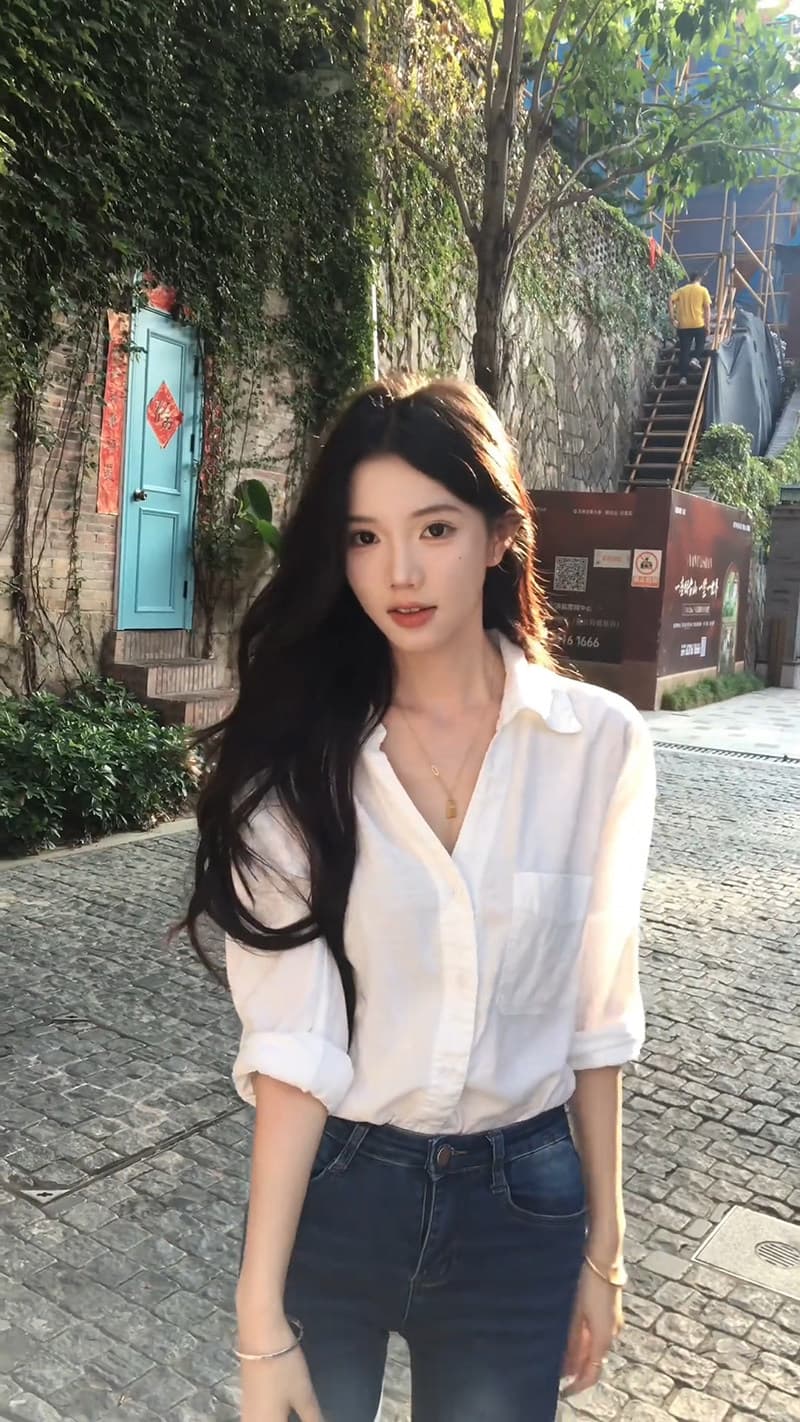 경관 그림 정가 패션 품격 여성 가을 프랑스식 캐주얼 화이트 POLO 칼라 긴팔 셔츠 슬림해 보이는 상세 이미지 3