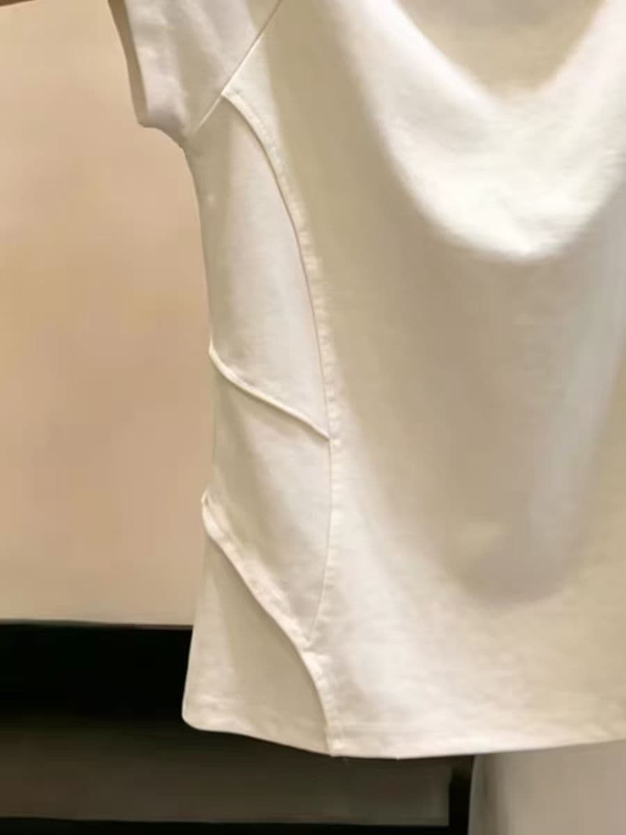 40 순면 1 1220 그램 주간 고양이 흔들어서 톤 품질 라운드 넥 긍정적 인 어깨 반팔 티셔츠 여성 생선뼈 슬림해 보이는 맨위 상세 이미지 4