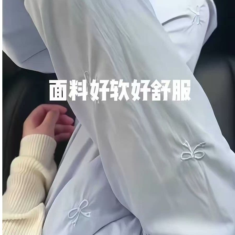 원본 원단 주간 고양이 흔들어서 톤 품질 자수 나비 매듭 여성 봄 여름 허리밴드 캐주얼 얼음 실크 와이드 레그 팬츠 이미지 3