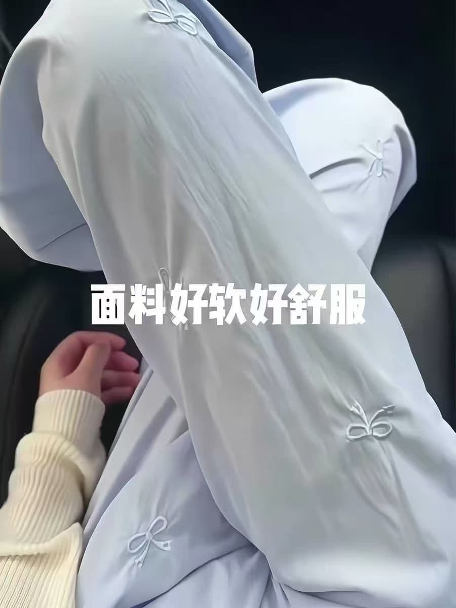 원본 원단 주간 고양이 흔들어서 톤 품질 자수 나비 매듭 여성 봄 여름 허리밴드 캐주얼 얼음 실크 와이드 레그 팬츠 상세 이미지 6