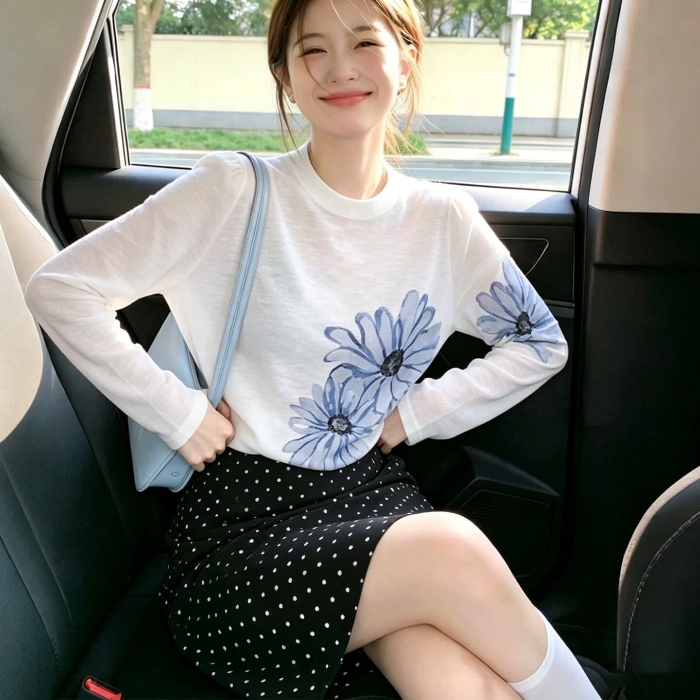 눈꽃 면 프린트 긴팔 티셔츠 얇은 스타일 여성 2026 여름 새로운 다용도 미니멀리즘 루즈핏 슬림해 보이는 출퇴근 맨위 이미지 3