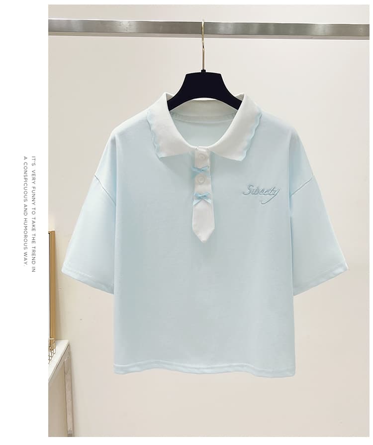 생각하기 Loy 실사 2026 학원 스타일 패치워크 색상 POLO 칼라 반팔 미니멀리즘 티셔츠 슬림해 보이는 풀오버 맨위 상세 이미지 15