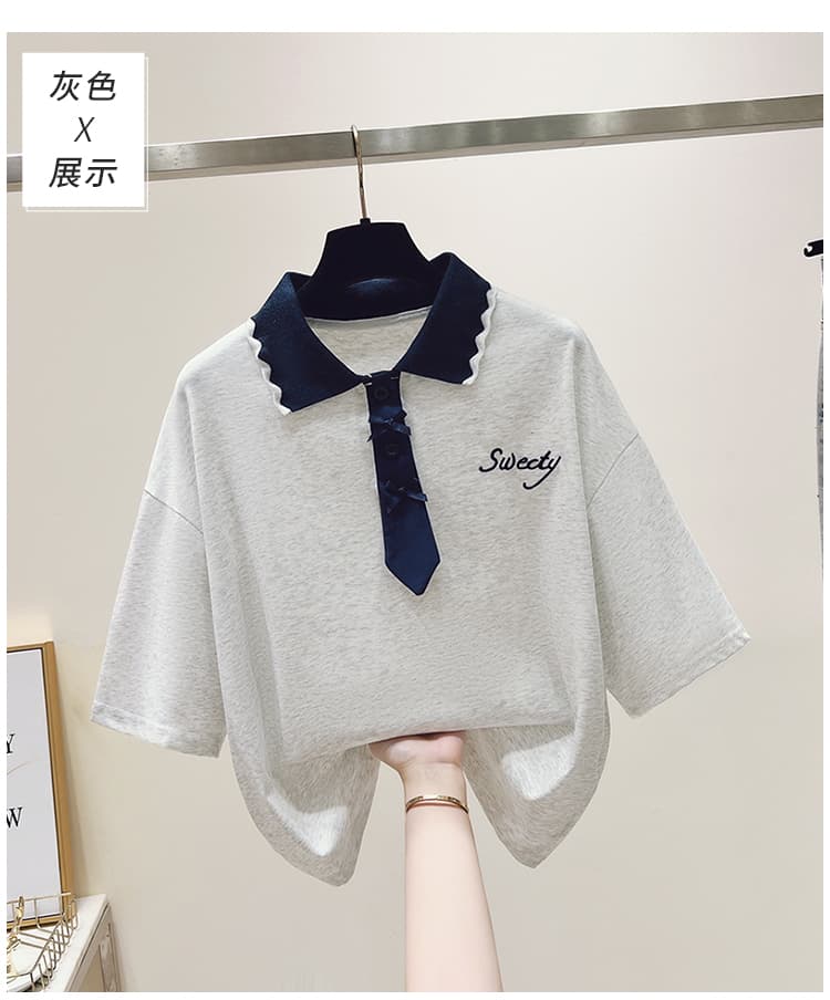 생각하기 Loy 실사 2026 학원 스타일 패치워크 색상 POLO 칼라 반팔 미니멀리즘 티셔츠 슬림해 보이는 풀오버 맨위 상세 이미지 24