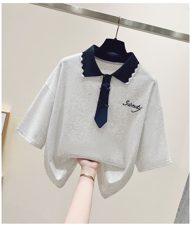 생각하기 Loy 실사 2026 학원 스타일 패치워크 색상 POLO 칼라 반팔 미니멀리즘 티셔츠 슬림해 보이는 풀오버 맨위 상세 이미지 25