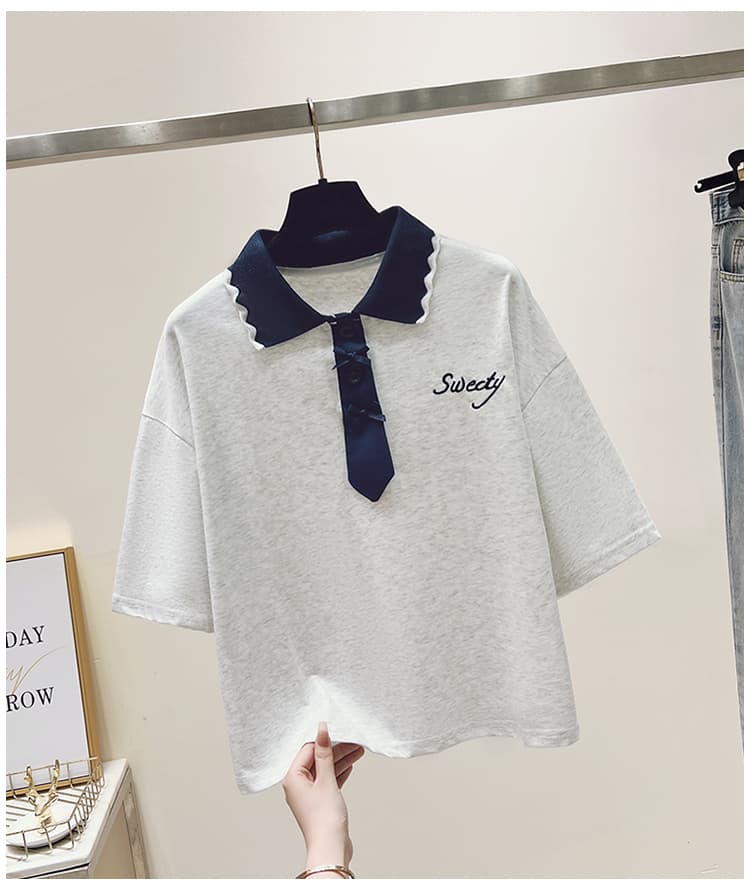 생각하기 Loy 실사 2026 학원 스타일 패치워크 색상 POLO 칼라 반팔 미니멀리즘 티셔츠 슬림해 보이는 풀오버 맨위 상세 이미지 27