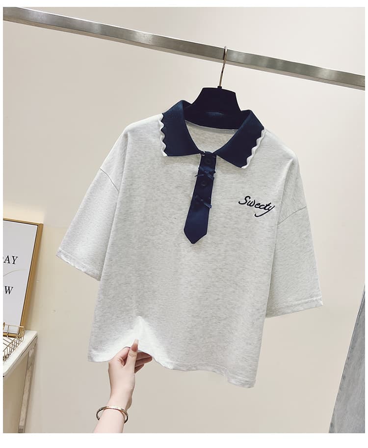 생각하기 Loy 실사 2026 학원 스타일 패치워크 색상 POLO 칼라 반팔 미니멀리즘 티셔츠 슬림해 보이는 풀오버 맨위 상세 이미지 28