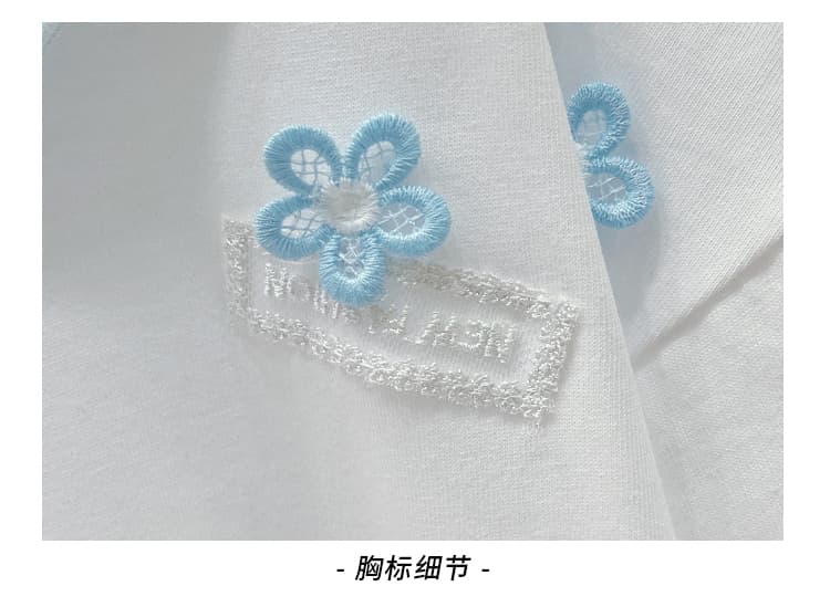 생각하기 Loy 실사 여름 2026 새로운 한국 스타일 달콤함 학원 스타일 해군 베이비 칼라 반팔 맨위 여성 상세 이미지 24