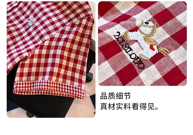 소녀 바람 격자 무늬 셔츠 반팔 여름 새로운 루즈핏 폴로 칼라 자수 셔츠 외국 가스 다용도 반소매 맨위 상세 이미지 8