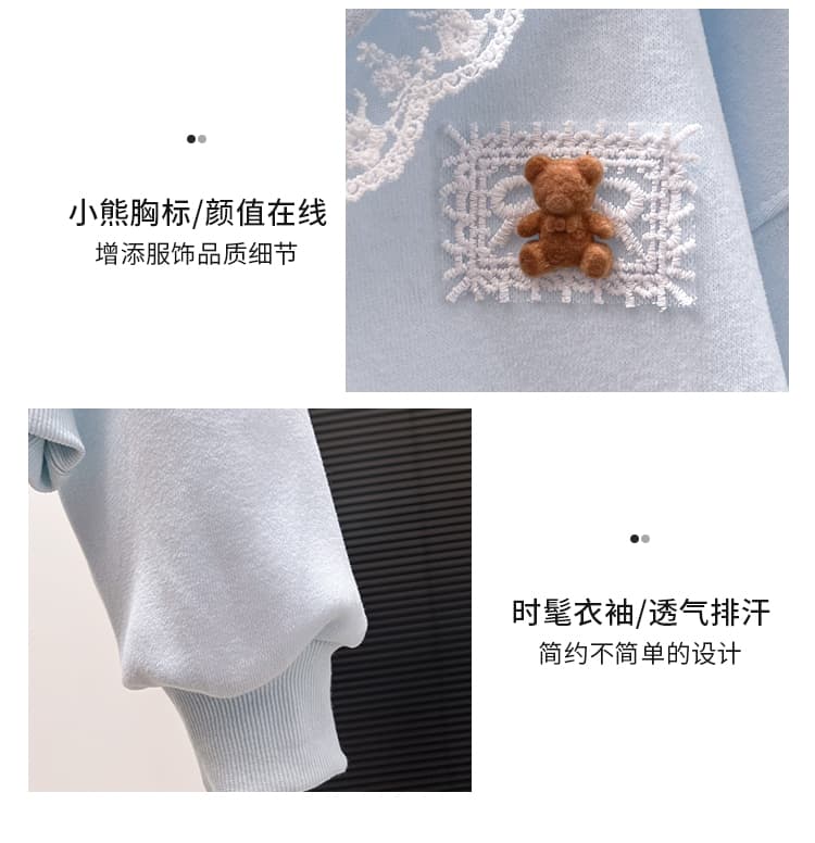 생각하기 Loy 실사 2026 가을 새로운 학원 스타일 레이스 해군 칼라 레이스업 달콤함 풀오버 다용도 후드티 상세 이미지 6