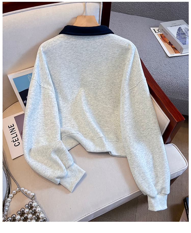 생각하기 Loy 실사 2026 가을 작은 청신 나비 매듭 넥타이 학원 스타일 페이크 레이어드 루즈핏 POLO 칼라 후드티 상세 이미지 27