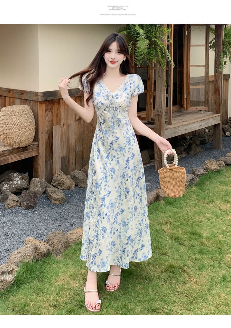 실사 빅 사이즈 여성 의류 프랑스식 자이언트 잘 생긴 자카드 원단 V넥 레이스 조각 디자인 몸매 가꾸기 품격 드레스 상세 이미지 10