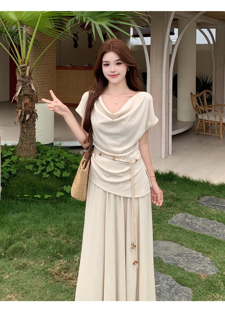 실사 뉴욕 미술 건강 흔들다 칼라 오프숄더 둘 착용 출퇴근 품격 세트 지성 문예 바람 빅 사이즈 투피스 세트 상세 이미지 15