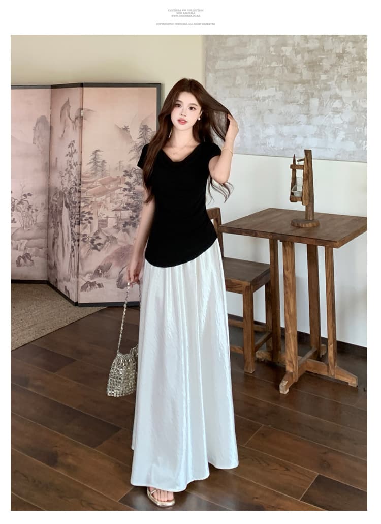 실사 여름 ootd 착용 가져 가라. 빅 사이즈 슬림해 보이는 세트 한 부서 흔들다 칼라 오프숄더 둘 착용 맨위 출퇴근 투피스 세트 상세 이미지 12
