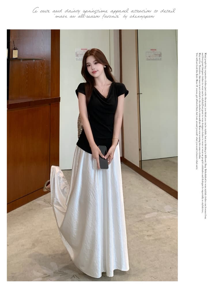 실사 여름 ootd 착용 가져 가라. 빅 사이즈 슬림해 보이는 세트 한 부서 흔들다 칼라 오프숄더 둘 착용 맨위 출퇴근 투피스 세트 상세 이미지 17