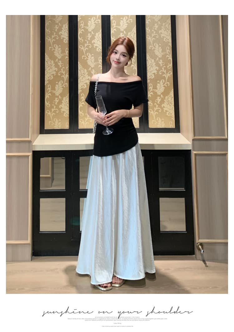 실사 여름 ootd 착용 가져 가라. 빅 사이즈 슬림해 보이는 세트 한 부서 흔들다 칼라 오프숄더 둘 착용 맨위 출퇴근 투피스 세트 상세 이미지 23