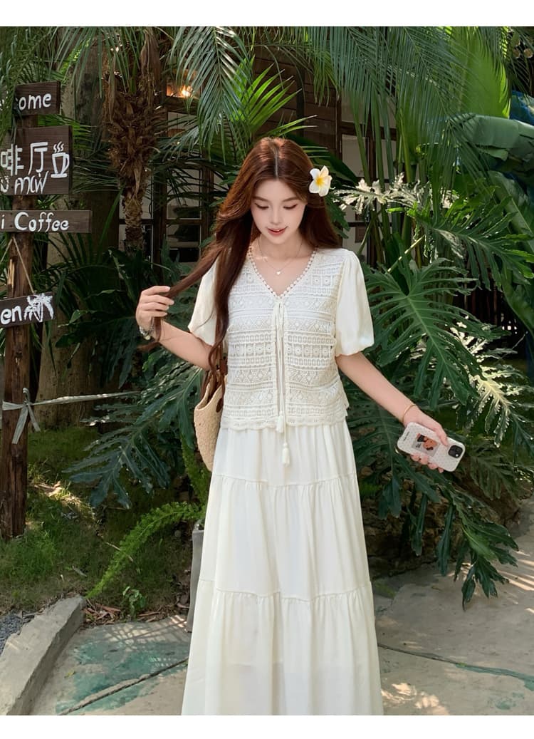 실사 보헤미안 휴가 바람 페이크 레이어드 드레스 빅 사이즈 여성 의류 여름 자이언트 잘 생긴 품격 빅 사이즈 부드러운 바람 상세 이미지 15