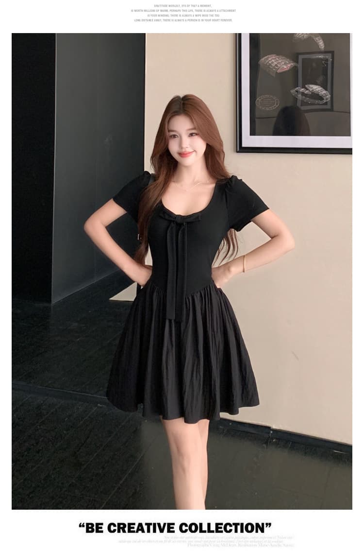 실사 파리 전복 빅 사이즈 여성 의류 프랑스식 검정색 고급 센스 나비 매듭 디자인 롱 코트 허리 수축 드레스 상세 이미지 11