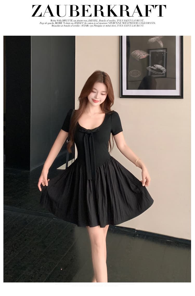 실사 파리 전복 빅 사이즈 여성 의류 프랑스식 검정색 고급 센스 나비 매듭 디자인 롱 코트 허리 수축 드레스 상세 이미지 14