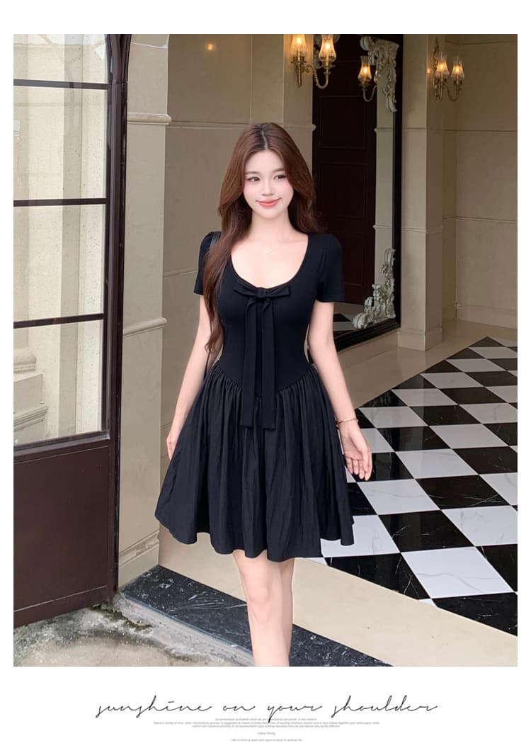 실사 파리 전복 빅 사이즈 여성 의류 프랑스식 검정색 고급 센스 나비 매듭 디자인 롱 코트 허리 수축 드레스 상세 이미지 23