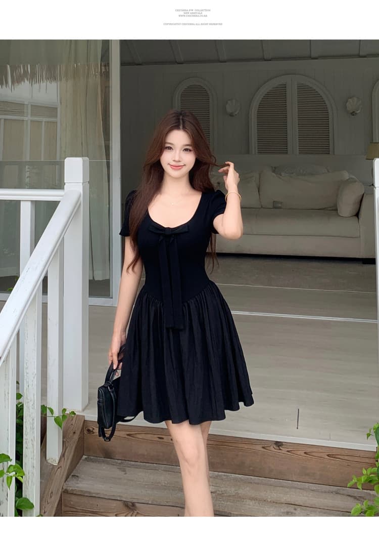실사 파리 전복 빅 사이즈 여성 의류 프랑스식 검정색 고급 센스 나비 매듭 디자인 롱 코트 허리 수축 드레스 상세 이미지 28