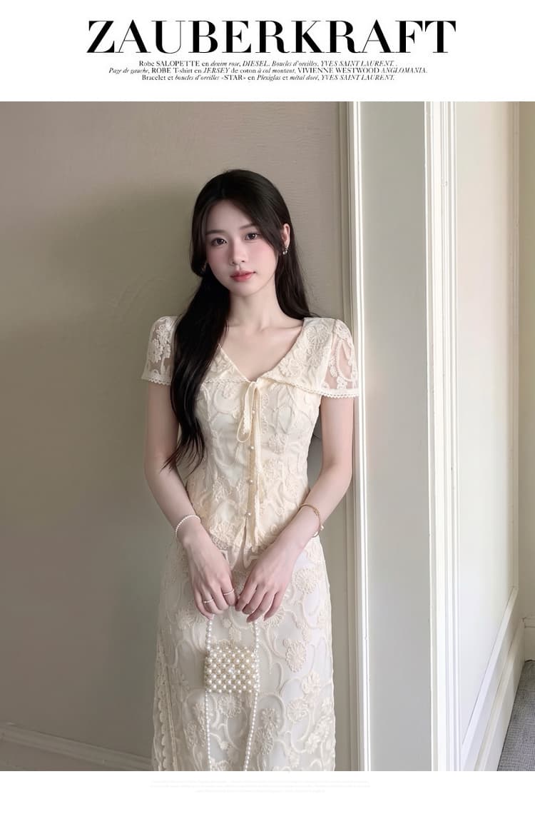 실사 새로운 중식 국풍 세트 여성 무거운 작업 홀로우 아웃 자수 허리 수축 맨위 하이웨이스트 레이스 반신 스커트 투피스 세트 상세 이미지 12