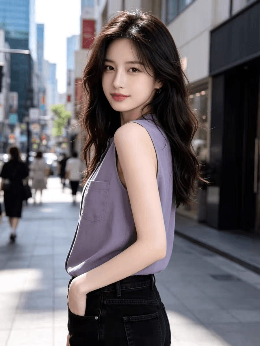 연한 자주색 실크 민소매 셔츠 여성 여름 새로운 미니멀리즘 주머니 루즈핏 슬림해 보이는 품격 뽕나무 누에 실크 맨위 상세 이미지 5