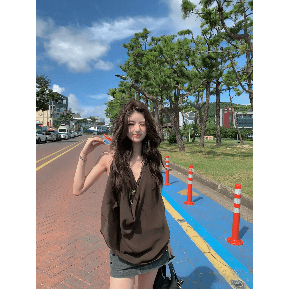 tootoo 느슨함 센스 작은 대중 Chic 행침 목 조끼 여성 여름 루즈핏 다용도 슬립 맨위 민소매 티셔츠 이미지 5