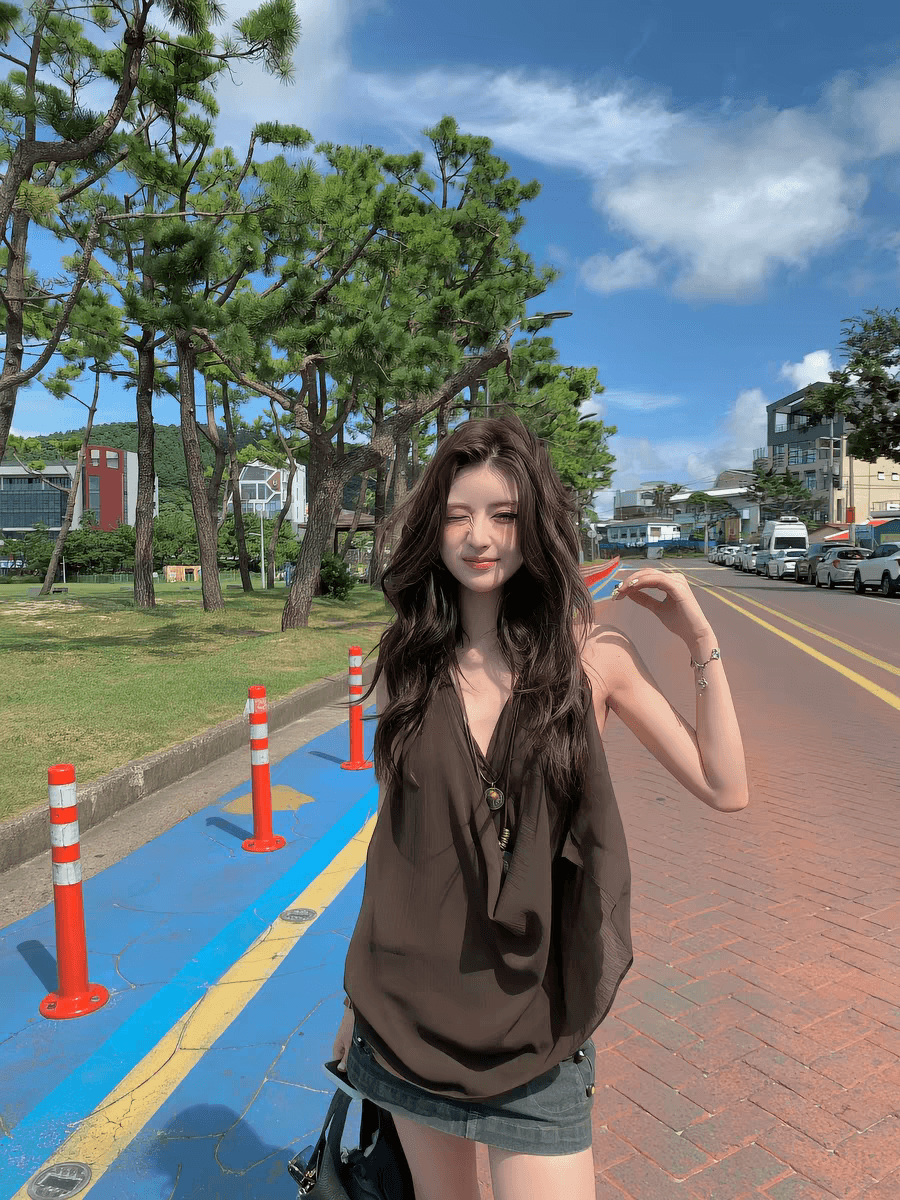tootoo 느슨함 센스 작은 대중 Chic 행침 목 조끼 여성 여름 루즈핏 다용도 슬립 맨위 민소매 티셔츠 상세 이미지 1