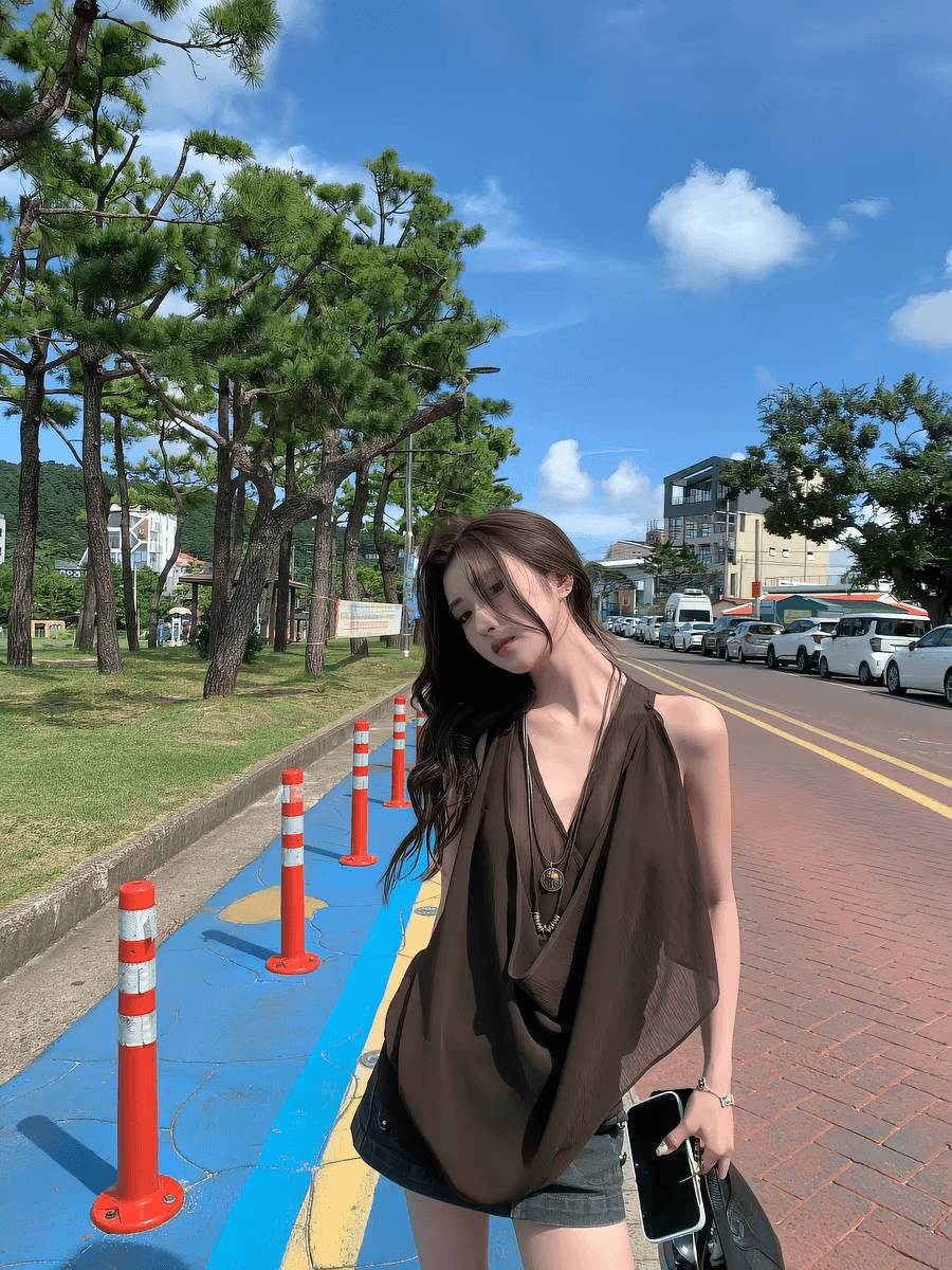 tootoo 느슨함 센스 작은 대중 Chic 행침 목 조끼 여성 여름 루즈핏 다용도 슬립 맨위 민소매 티셔츠 상세 이미지 2