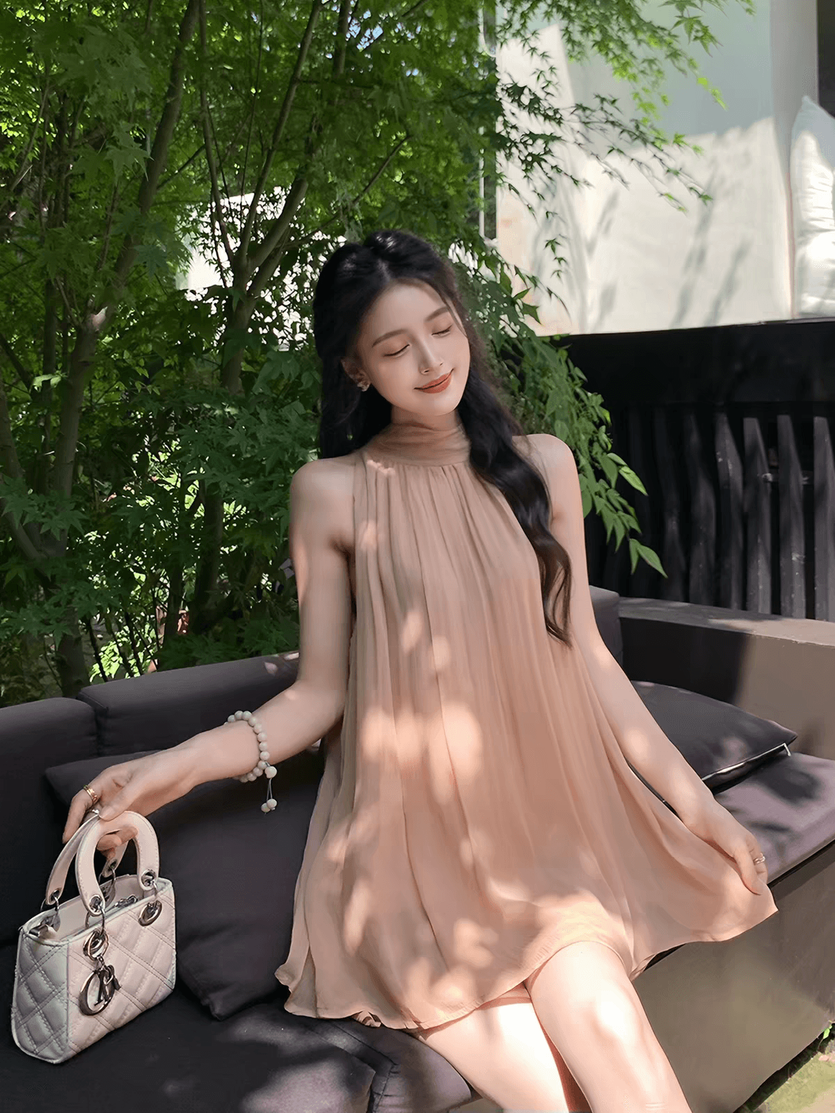 linyaner 장미 부서 럭셔리 센스 오프숄더 행침 목 민소매 시폰 셔츠 여성 여름 루즈핏 품격 쉬폰 톱 상세 이미지 5