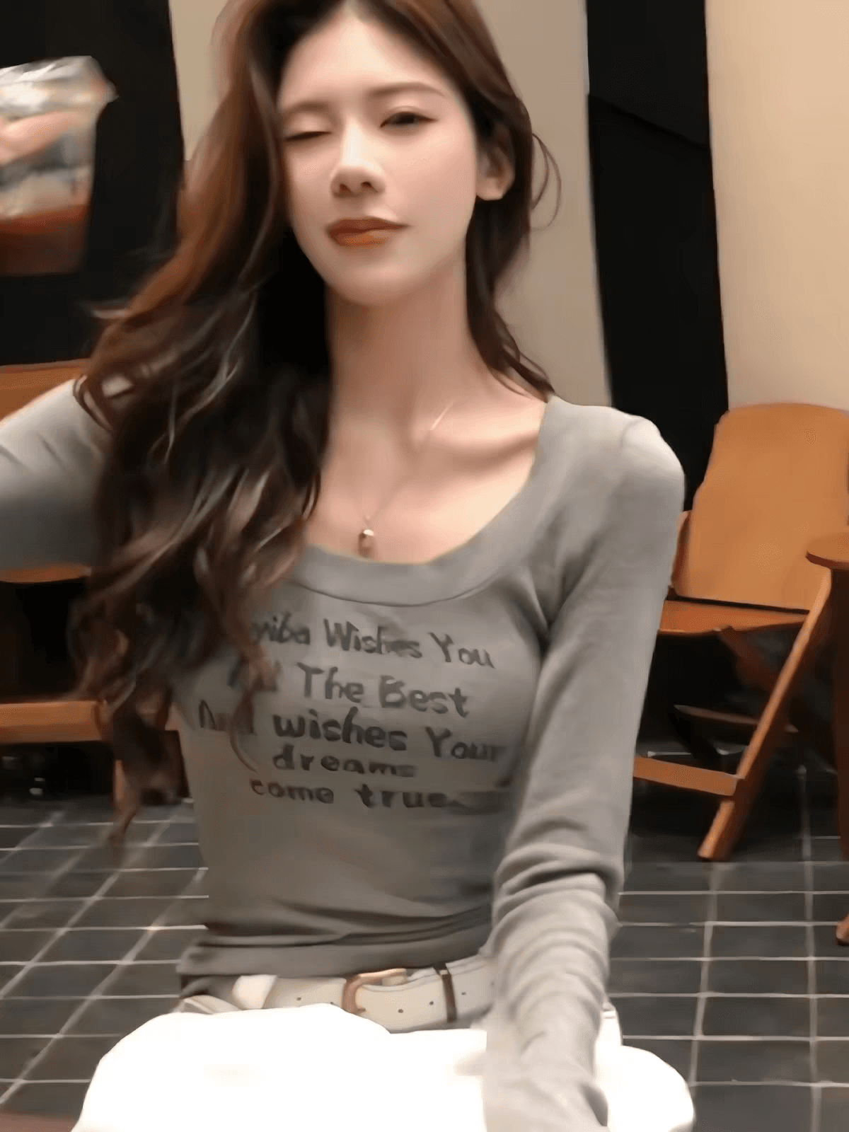 아메리칸 대 네클라인 알파벳 긴팔 티셔츠 여성 가을 몸매 가꾸기 슬림해 보이는 인사이드 가져 가라. 기본 셔츠 핫걸 순수한 욕망 레트로 맨위 상세 이미지 3