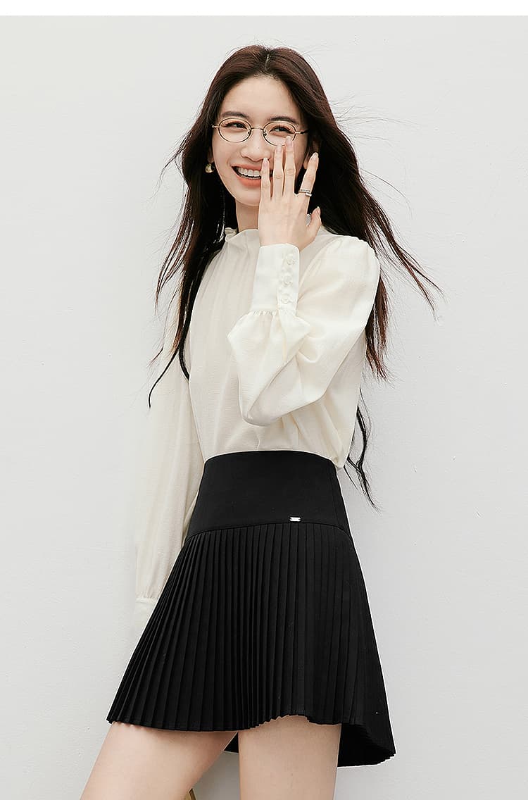 레트로 궁정 바람 쉬폰 블라우스 봄 가을 2026 새로운 여성 의류 단색 품격 3 차원 꽃밭 칼라 긴팔 맨위 상세 이미지 15