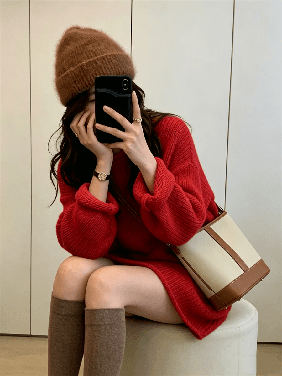 이른 가을 chic 느긋한 바람 니트 스웨터 스웨터 여자 가을 새로운 한 부서 고급 센스 루즈핏 긴팔 맨위 상세 이미지 9
