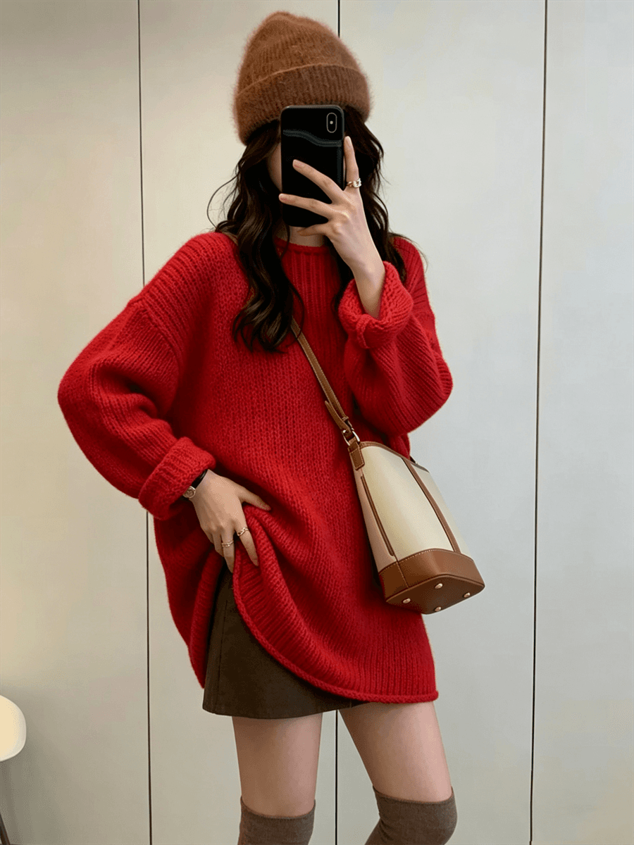 이른 가을 chic 느긋한 바람 니트 스웨터 스웨터 여자 가을 새로운 한 부서 고급 센스 루즈핏 긴팔 맨위 상세 이미지 13