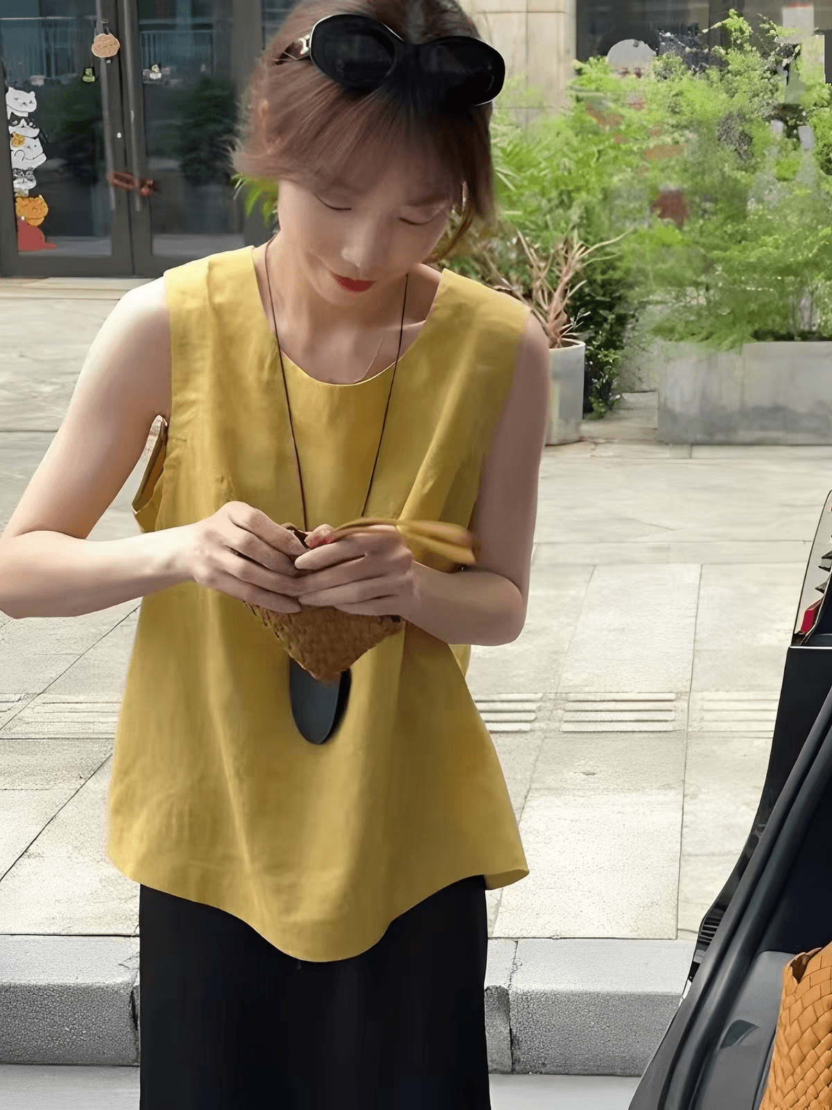 한국 동대문 여름 새로운 품격 면 린넨 조끼 맨위 작은 셔츠 여성 패션 다용도 루즈핏 아마 셔츠