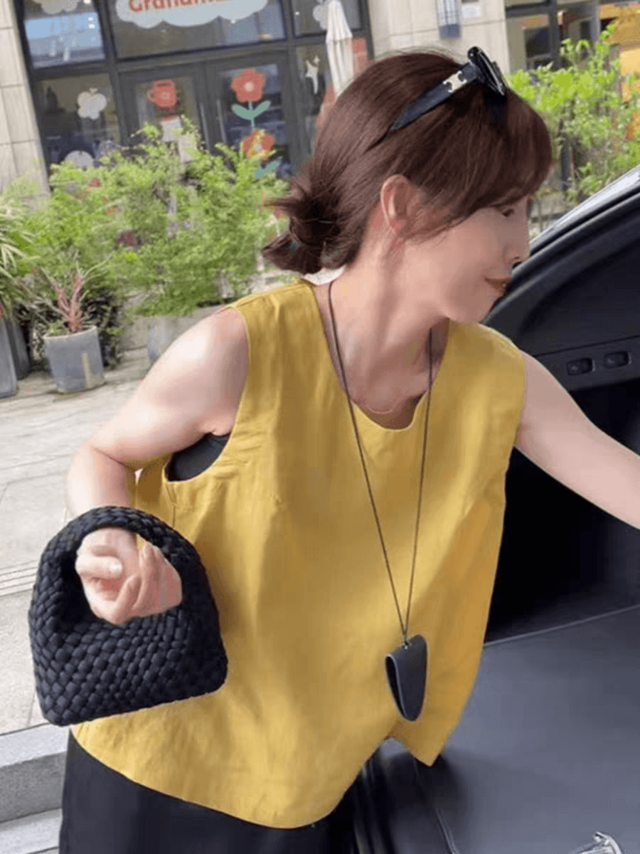 한국 동대문 여름 새로운 품격 면 린넨 조끼 맨위 작은 셔츠 여성 패션 다용도 루즈핏 아마 셔츠 상세 이미지 2
