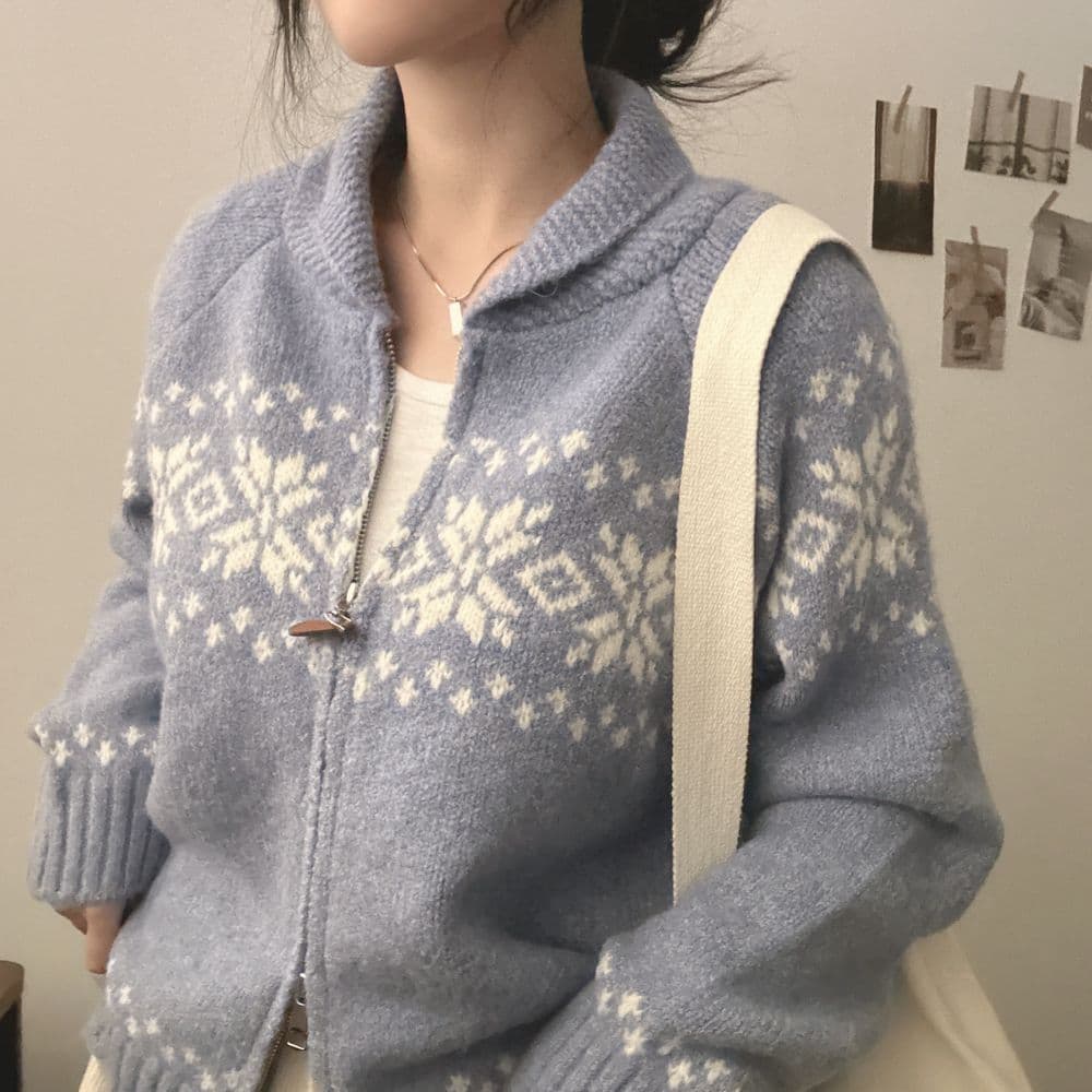 한국 chic 가을 겨울 작은 대중 레트로 배색 자카드 디자인 루즈핏 다용도 긴팔 니트 스웨터 스웨터 여성 코트 상세 이미지 17