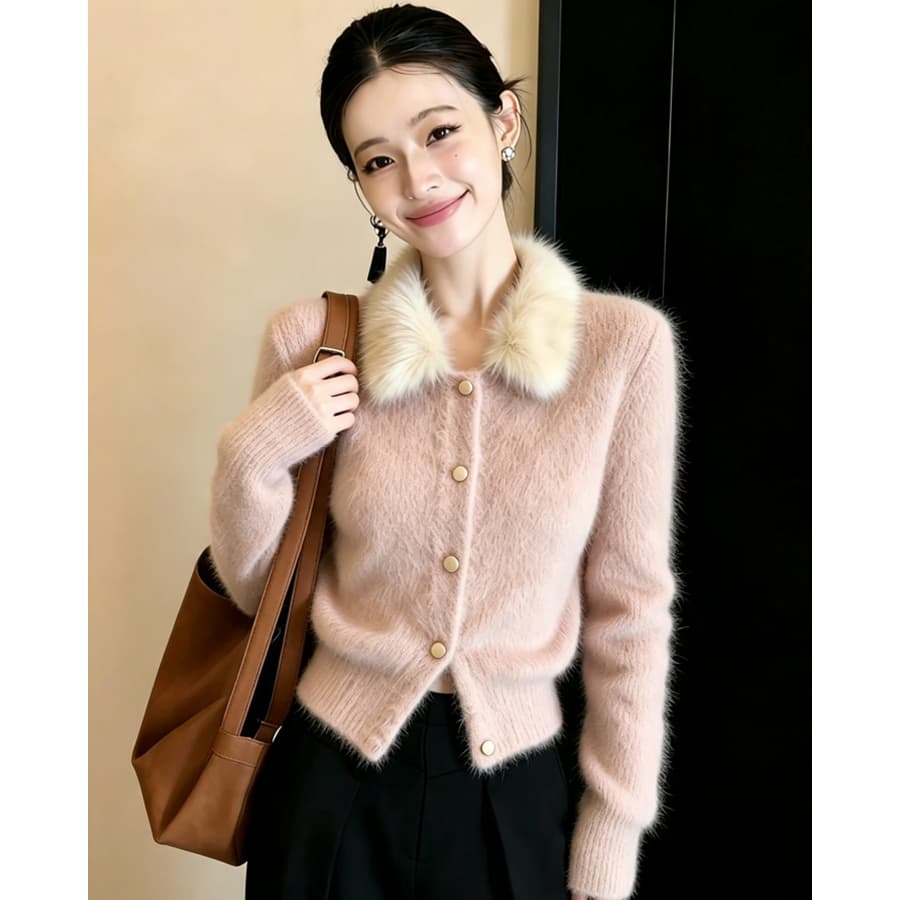 폴로 칼라 페이크 레이어드 스웨터 여성 코트 가을 겨울철 새로운 레이스 나비 매듭 니트 오픈 가디건 쇼트 스타일 맨위 상세 이미지 4