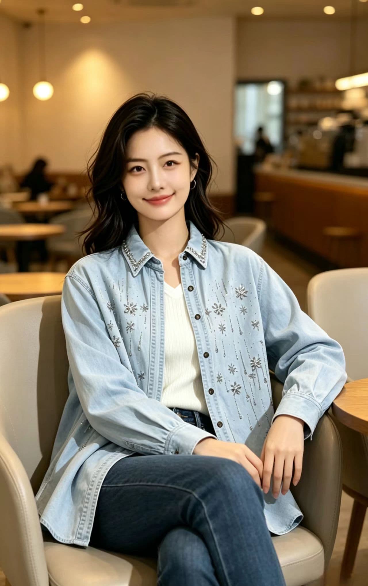 한국 동대문 데님 셔츠 여성 코트 무거운 작업 유럽 역 이미지 4