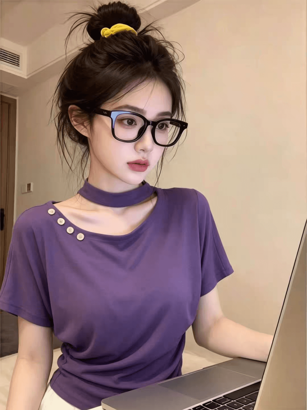 프랑스식 홀로우 아웃 비스듬한 어깨 반팔 여성 티셔츠 2026 새로운 디자인 센스 작은 대중 Chic 고유 한 아름다운 초여름 맨위