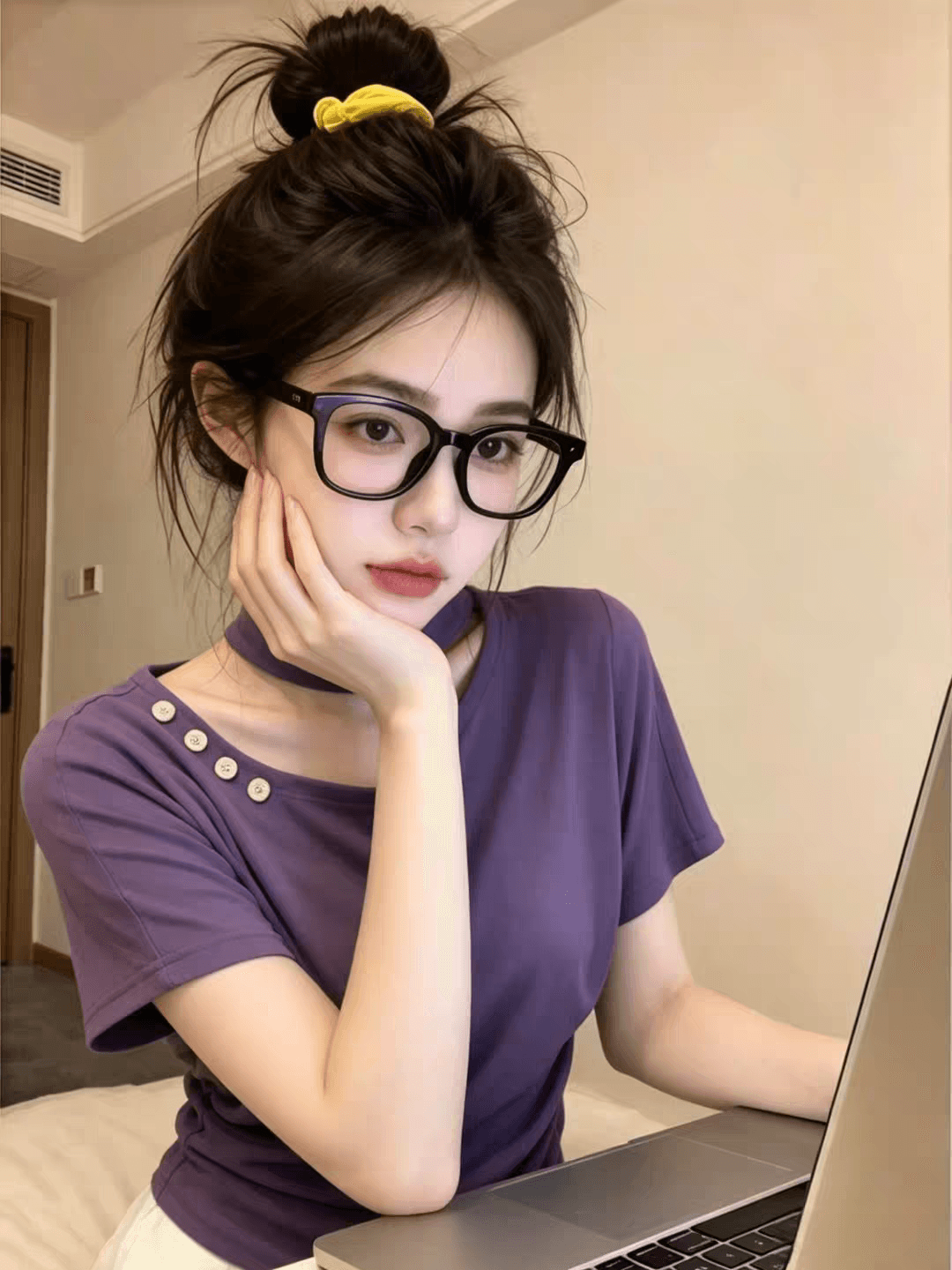 프랑스식 홀로우 아웃 비스듬한 어깨 반팔 여성 티셔츠 2026 새로운 디자인 센스 작은 대중 Chic 고유 한 아름다운 초여름 맨위 이미지 3