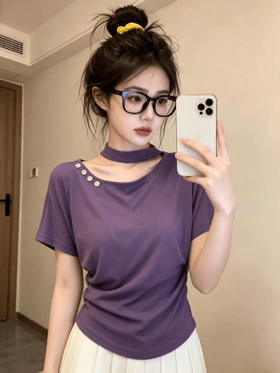 프랑스식 홀로우 아웃 비스듬한 어깨 반팔 여성 티셔츠 2026 새로운 디자인 센스 작은 대중 Chic 고유 한 아름다운 초여름 맨위 상세 이미지 4