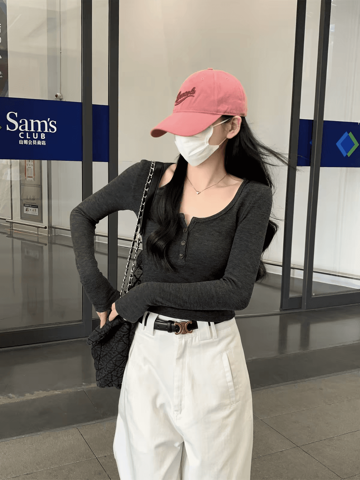 핫걸 바람 광장 칼라 단추 몸매 가꾸기 긴팔 티셔츠 여성 의류 이른 봄 새로운 프랑스식 레트로 인사이드 가져 가라. 기본 셔츠 맨위 이미지 2