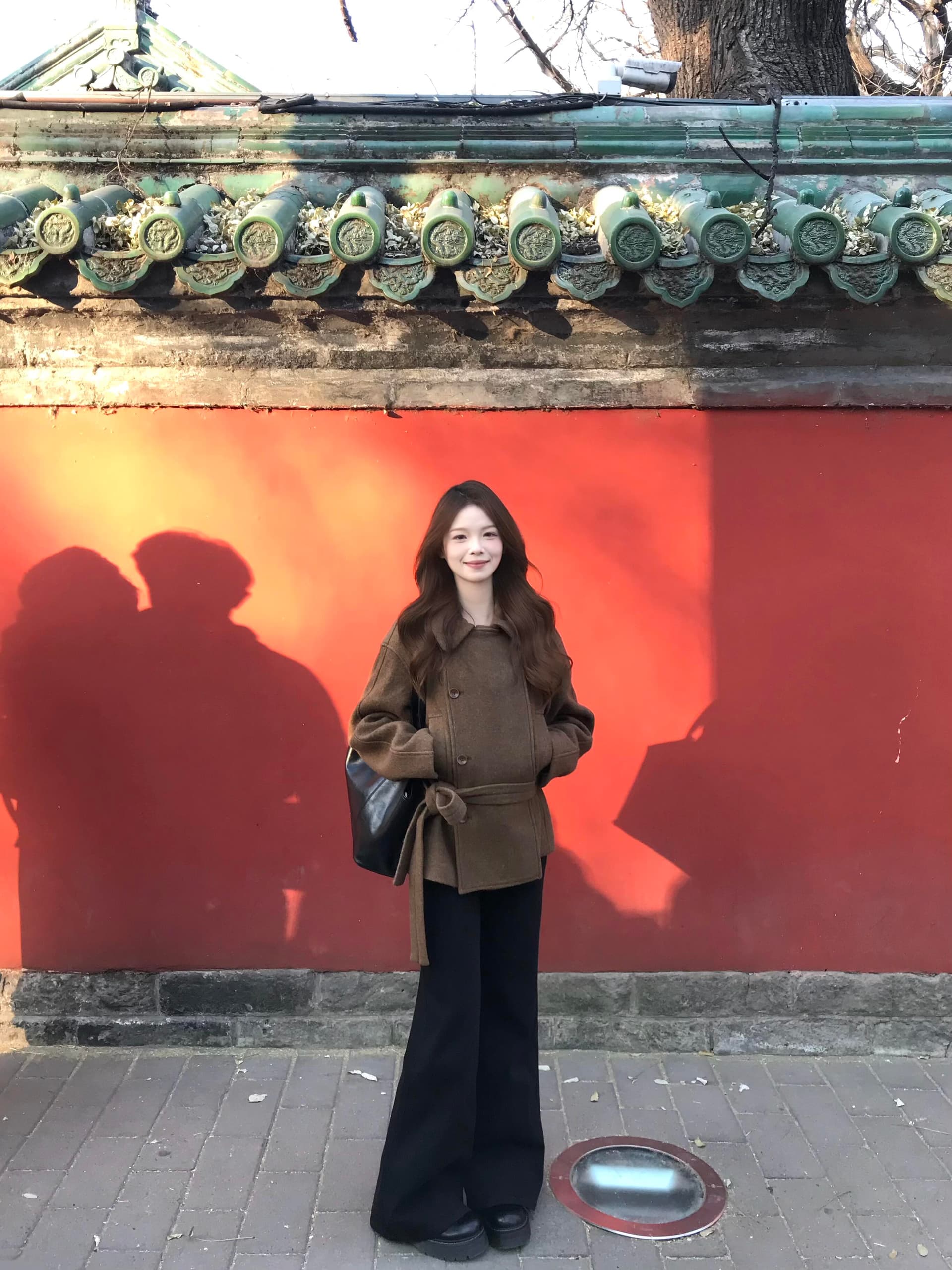 가을 겨울 코트 시리즈 벨트 섹션 커피 색상 모직 코트 여성 코트 상세 이미지 2