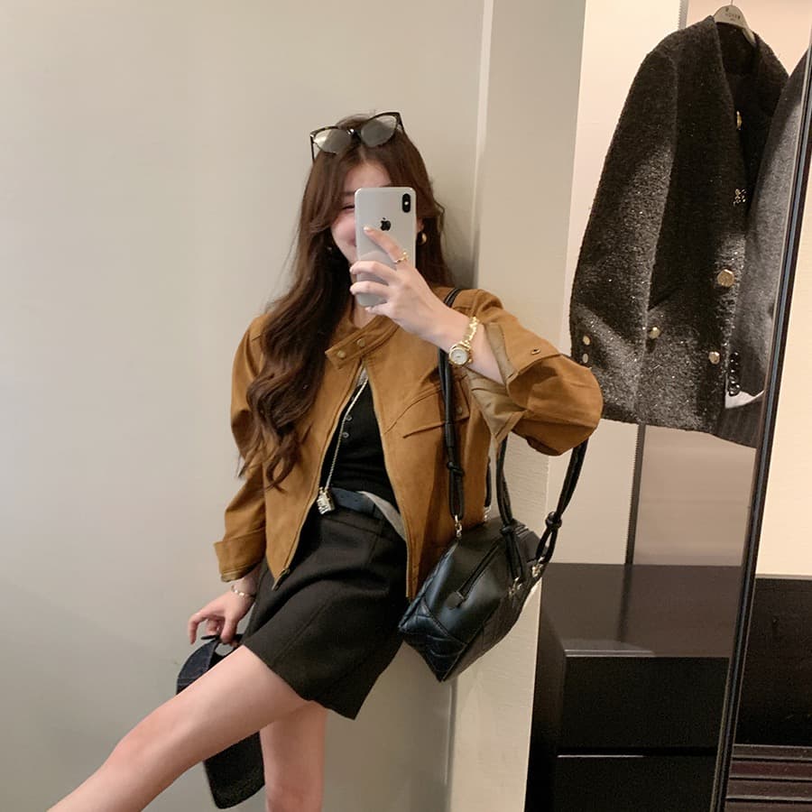 연기 팅 저녁 작은 키 사슴 캐시미어 여성 코트 가을 루즈핏 쇼트 스타일 재킷 맨위 상세 이미지 5