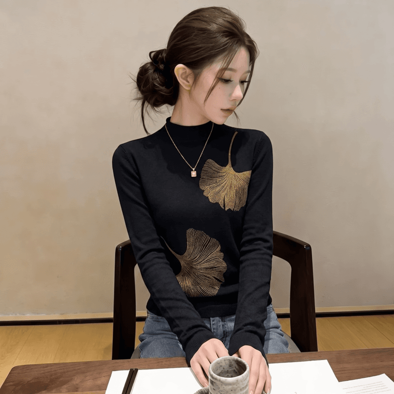 새로운 중식 국풍 세련된 디자인 센스 반하이넥 긴팔 여성 가을 인사이드 가져 가라. 프린트 다용도 동정 고유 한 Chic 상세 이미지 1
