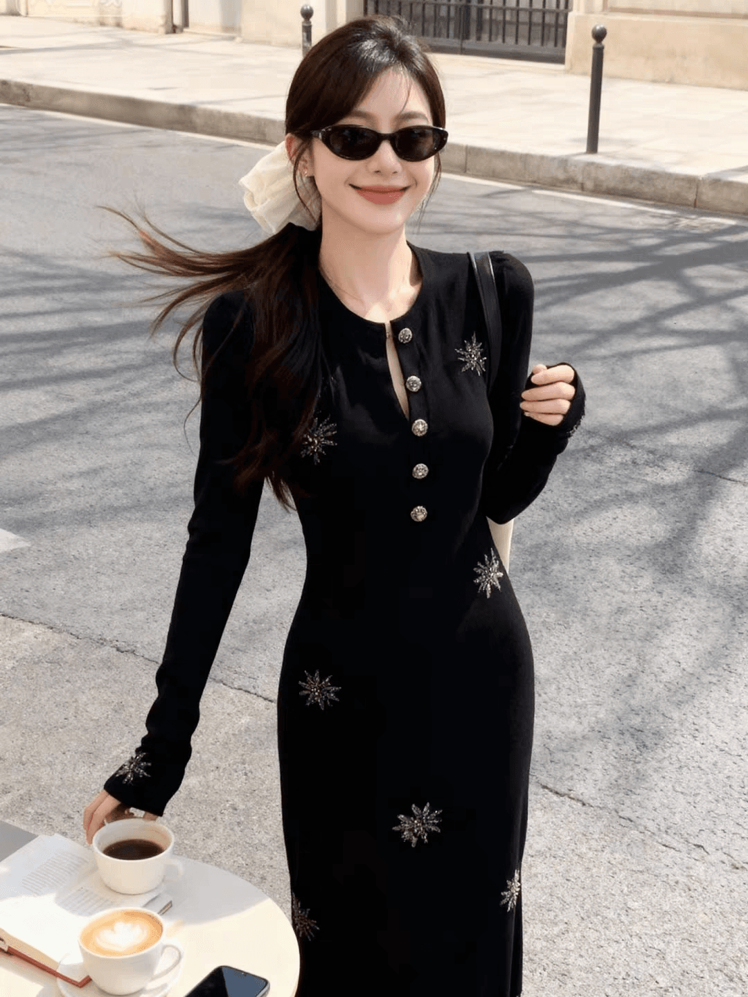 자이언트 잘 생긴 ~ 중 가을 치마 무거운 작업 빛 럭셔리 핫픽스 검정색 여성 드레스 품격 타이트 스커트 롱 스커트