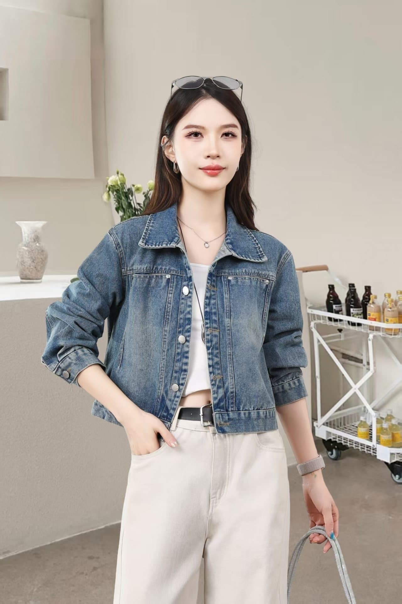 봄 자이언트 잘 생긴 파란색 데님 여성 코트 쇼트 스타일 올해 인기 ~ 중 폭발 재킷 고급 센스 맨위 이른 가을 상세 이미지 6