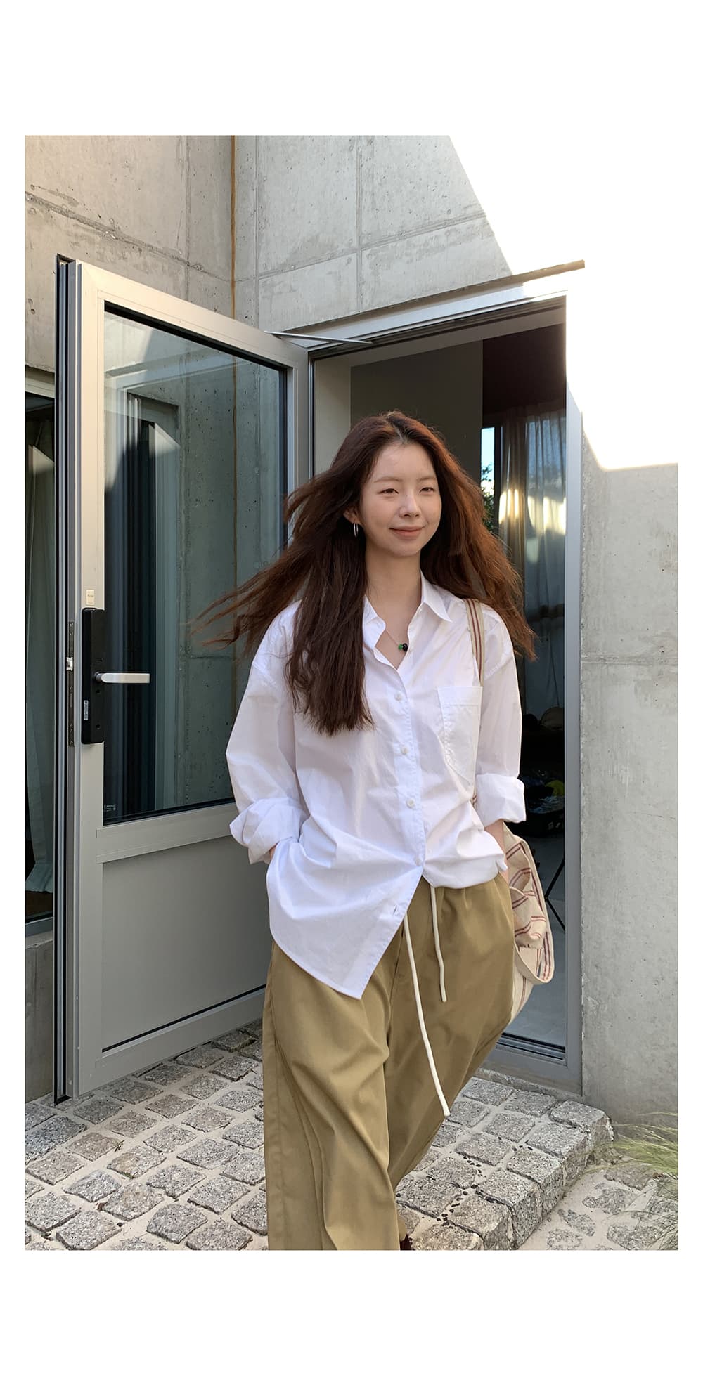 helloooeat 60 지점 빗질하다 가져 오기 실 익스트림 제인 순면 흰 셔츠 출퇴근 루즈핏 긴팔 품격 셔츠 상세 이미지 12